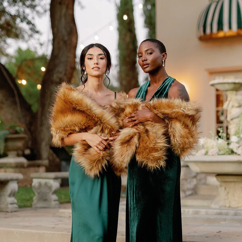 Revelry Faux Fur Shrug Chestnut